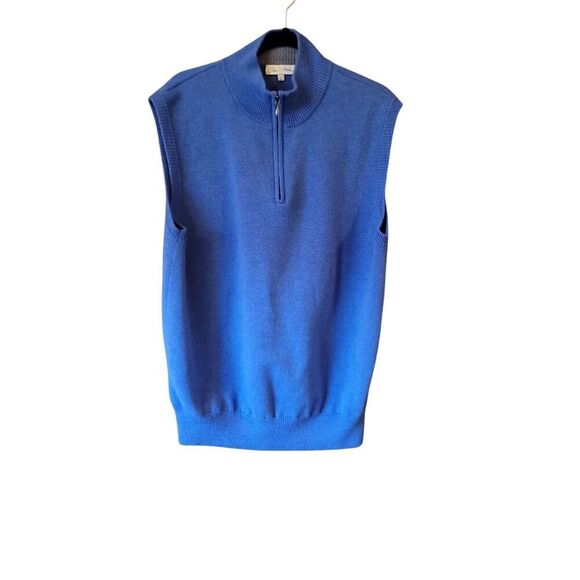 Peter Millar Blue Cape Sweater Vest Men's Size Large Extra Fine Italian Merino - Picture 1 of 8